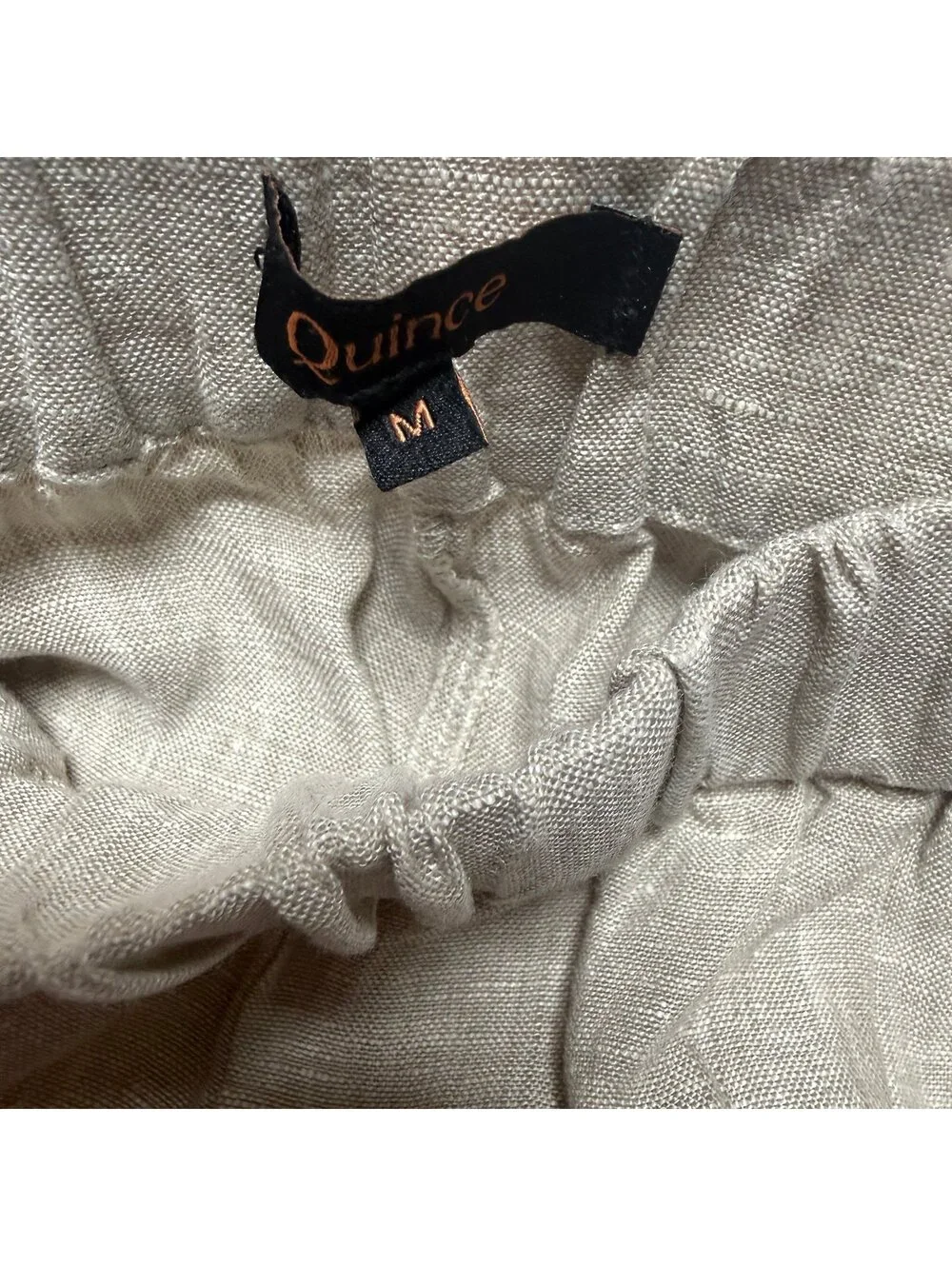 Quince 100% European Linen Tapered Ankle Pants Flax Beige Size Medium NWOT
